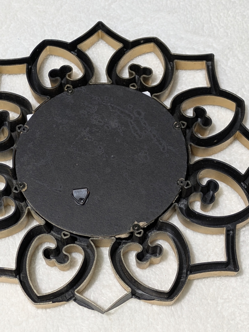 Pair 10” Gold Accent Wall Mirrors Starburst & Hearts Ornate Plastic Frame - Picture 4 of 7
